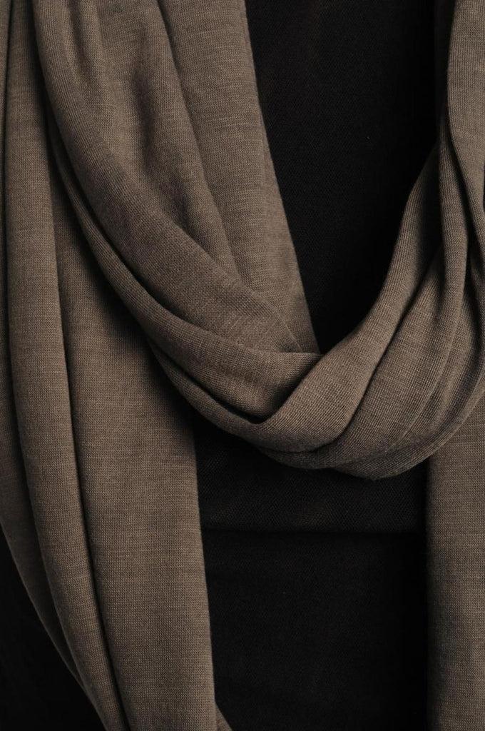 Liss Kiss Taupe Brown Soft Cotton Snood Scarf - Snood