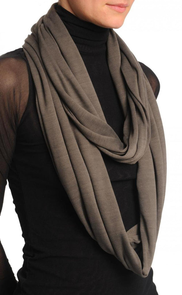 Liss Kiss Taupe Brown Soft Cotton Snood Scarf - Snood