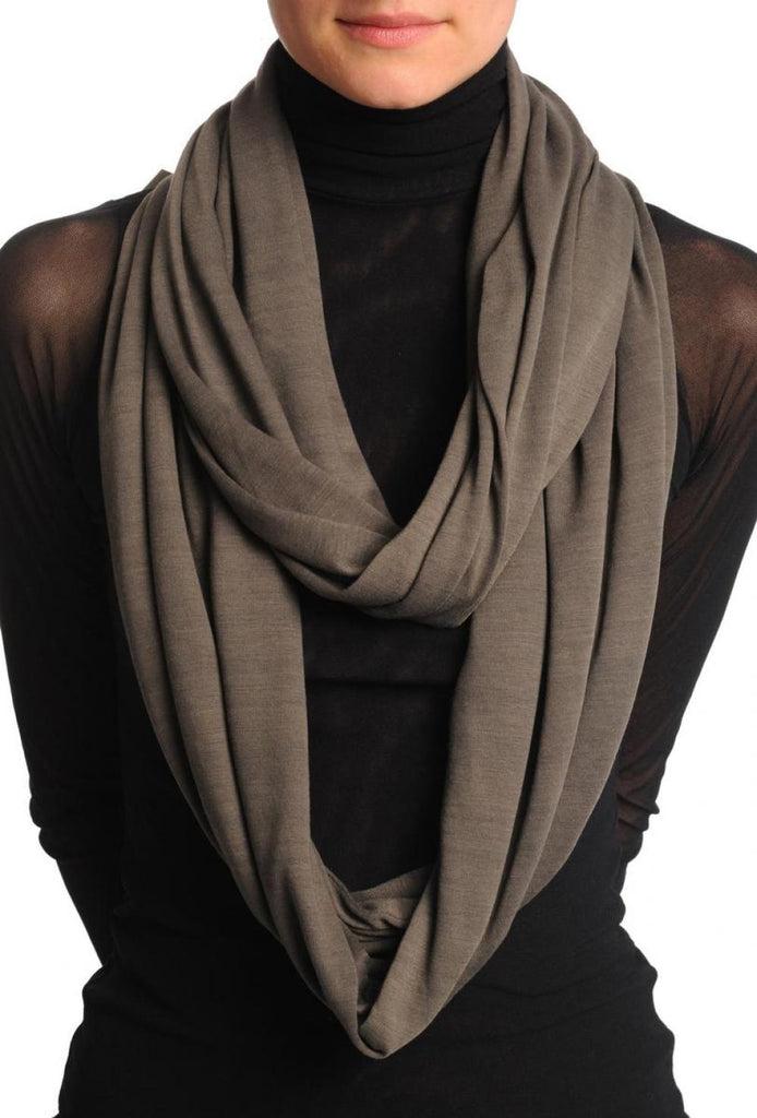 liss kiss Taupe Brown Soft Cotton Snood Scarf - Snood