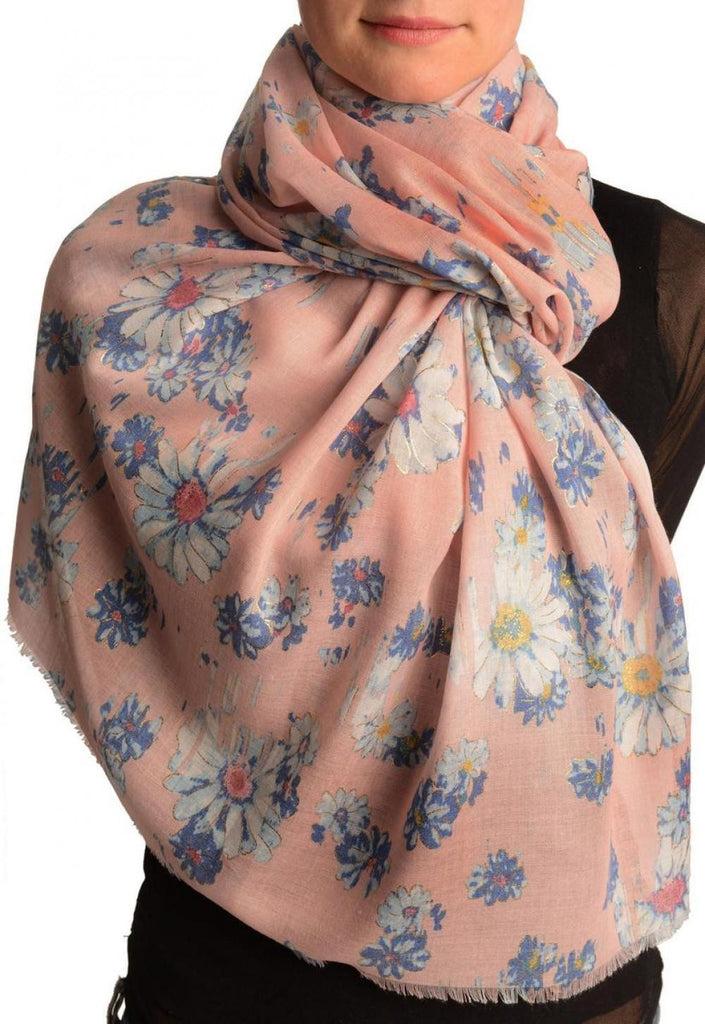 liss kiss Tea Rose With Gold Trim Daisies Scarf - Scarf
