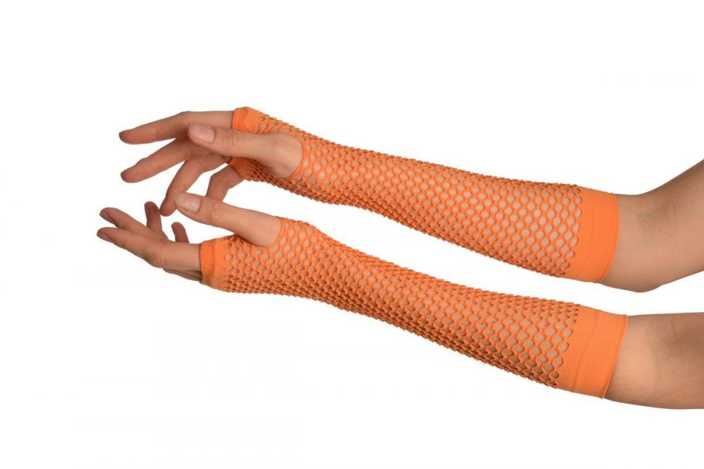 liss kiss Terracotta Fishnet Mesh Net Fingerless Party Gloves - Gloves