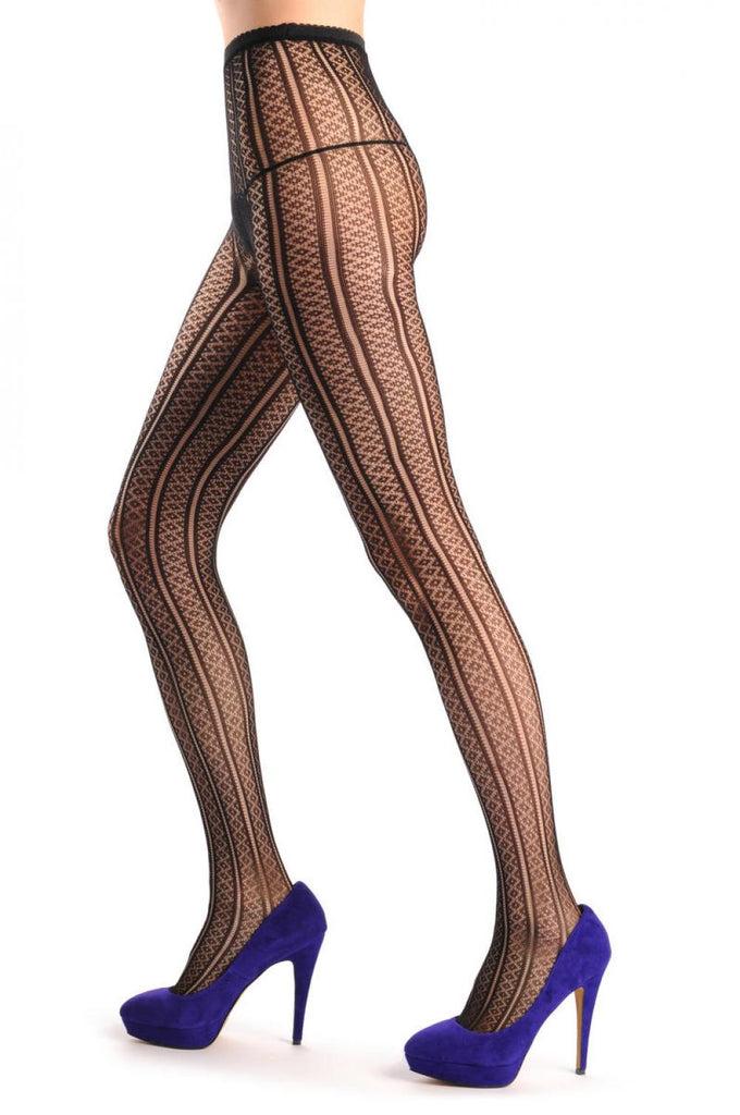 Liss Kiss Thin Stripes With Small Black Rombs Fishnet - Tights