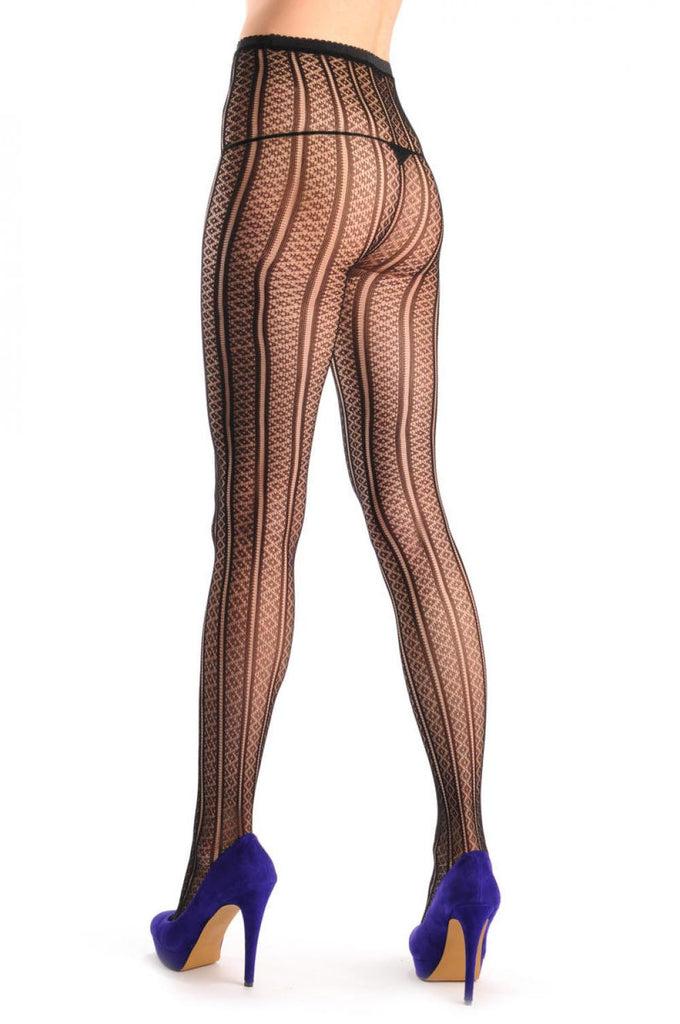 Liss Kiss Thin Stripes With Small Black Rombs Fishnet - Tights
