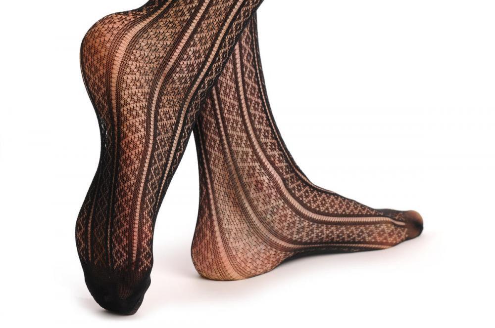 Liss Kiss Thin Stripes With Small Black Rombs Fishnet - Tights