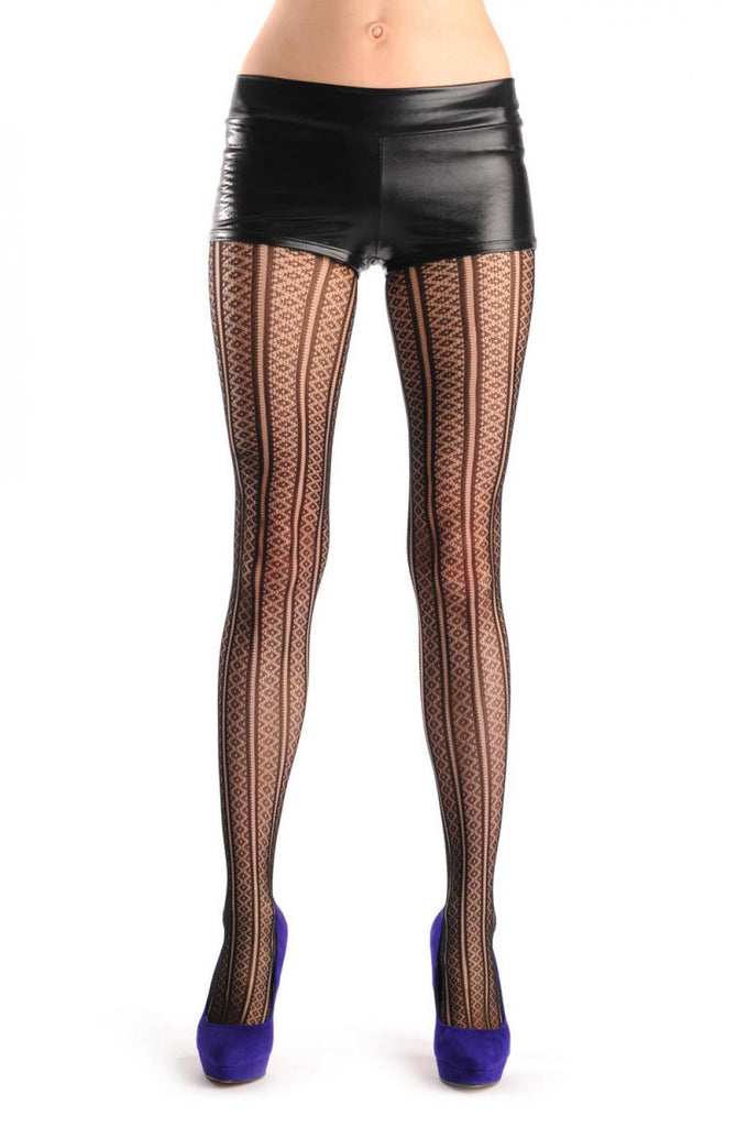 liss kiss Thin Stripes With Small Black Rombs Fishnet - Tights