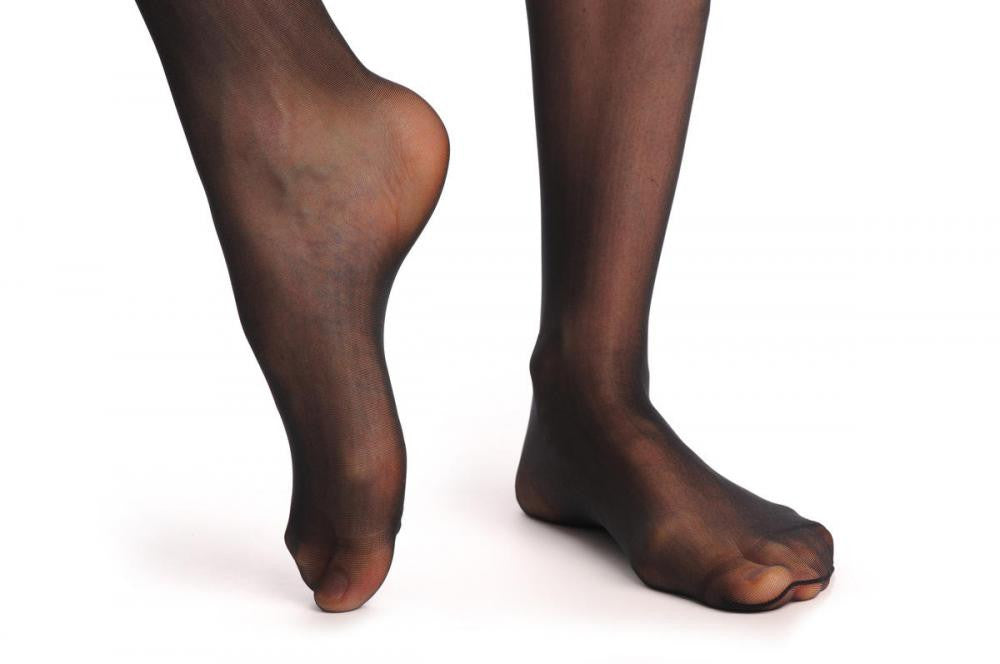 Liss Kiss Transparent Black With Little Flowers On The Side - Tights