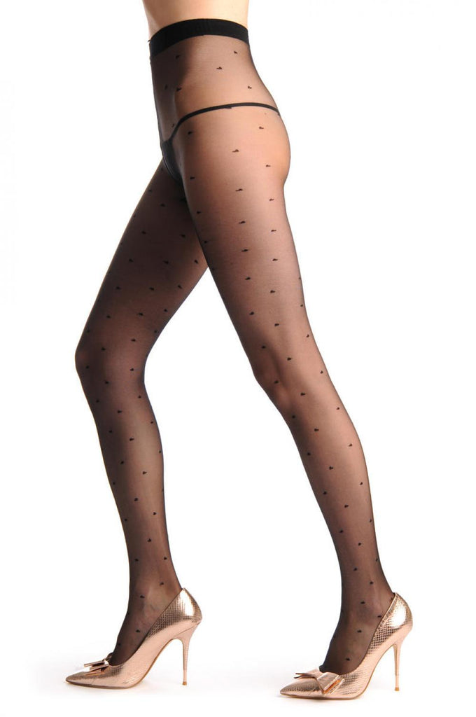 Liss Kiss Transparent Black With Little Opaque Hearts 20 Denier - Tights