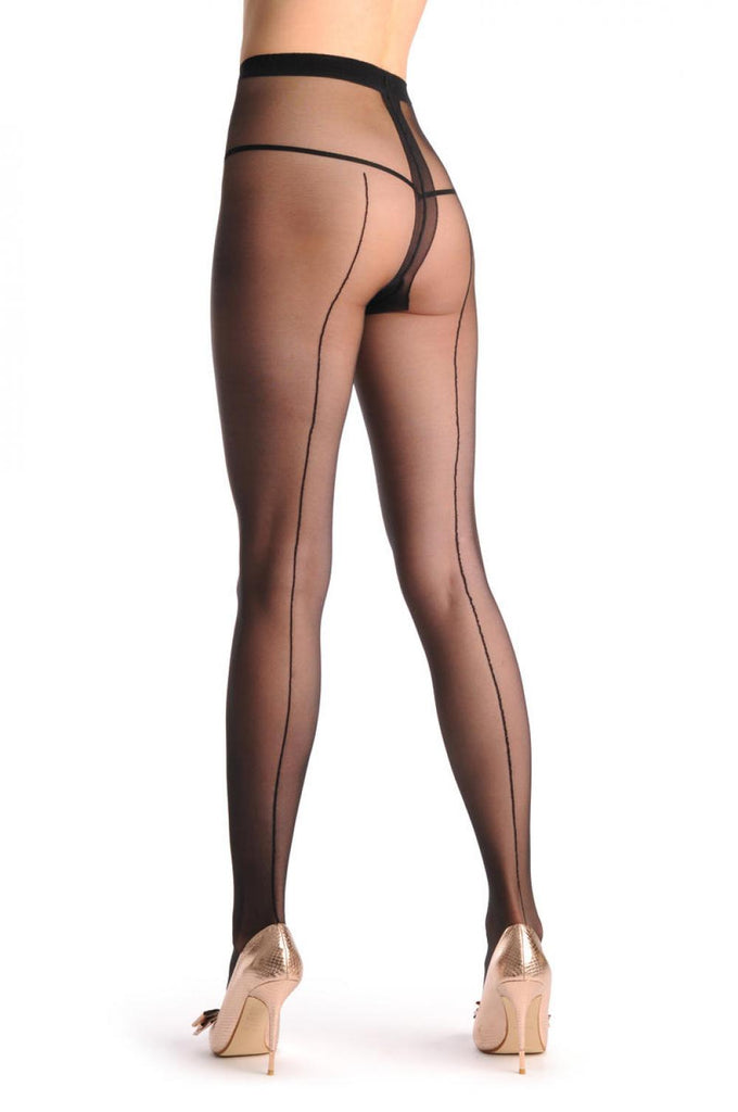 liss kiss Transparent Black With Opaque Black Seam At The Back - Tights