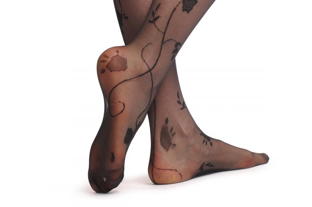 Liss Kiss Transparent With Black Wrapping Climbing Roses 20 Den - Tights