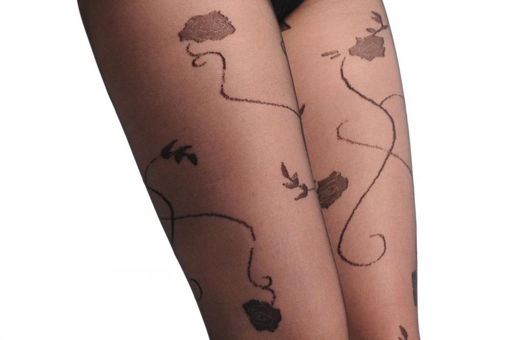 Liss Kiss Transparent With Black Wrapping Climbing Roses 20 Den - Tights
