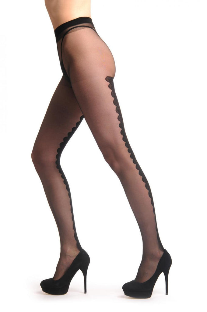 Liss Kiss Transparent With Wide Floral Waved Back Seam 20 Den - Tights