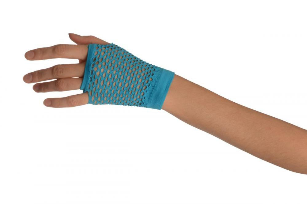 Liss Kiss True Blue Fishnet Fingerless Party Gloves - Gloves
