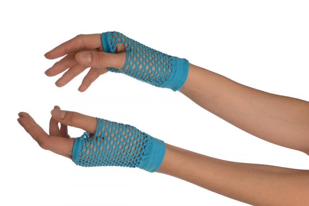 liss kiss True Blue Fishnet Fingerless Party Gloves - Gloves