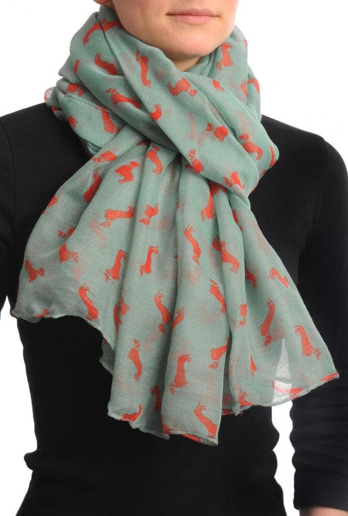 Liss Kiss Turquoise With Rust Dogs Unisex Scarf & Beach Sarong - Scarf