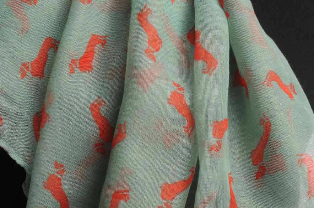 Liss Kiss Turquoise With Rust Dogs Unisex Scarf & Beach Sarong - Scarf