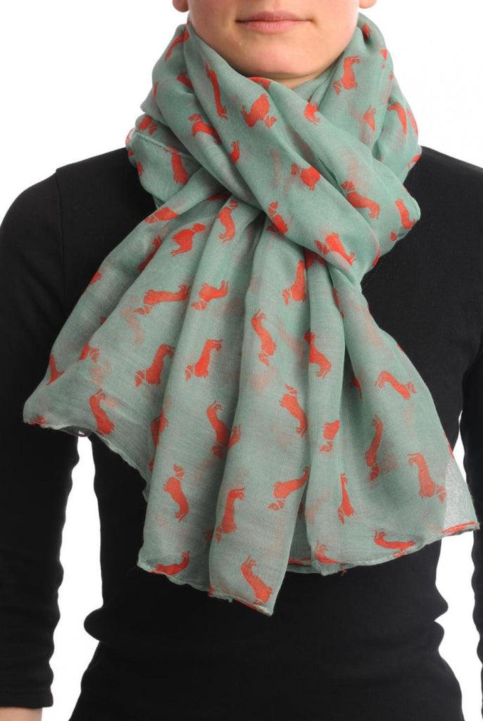 liss kiss Turquoise With Rust Dogs Unisex Scarf & Beach Sarong - Scarf