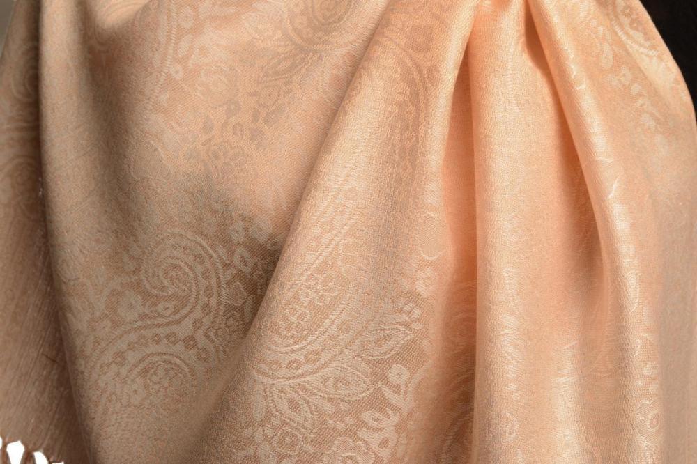Liss Kiss Vanilla Beige Paisleys Pashmina Feel With Tassels - Scarf