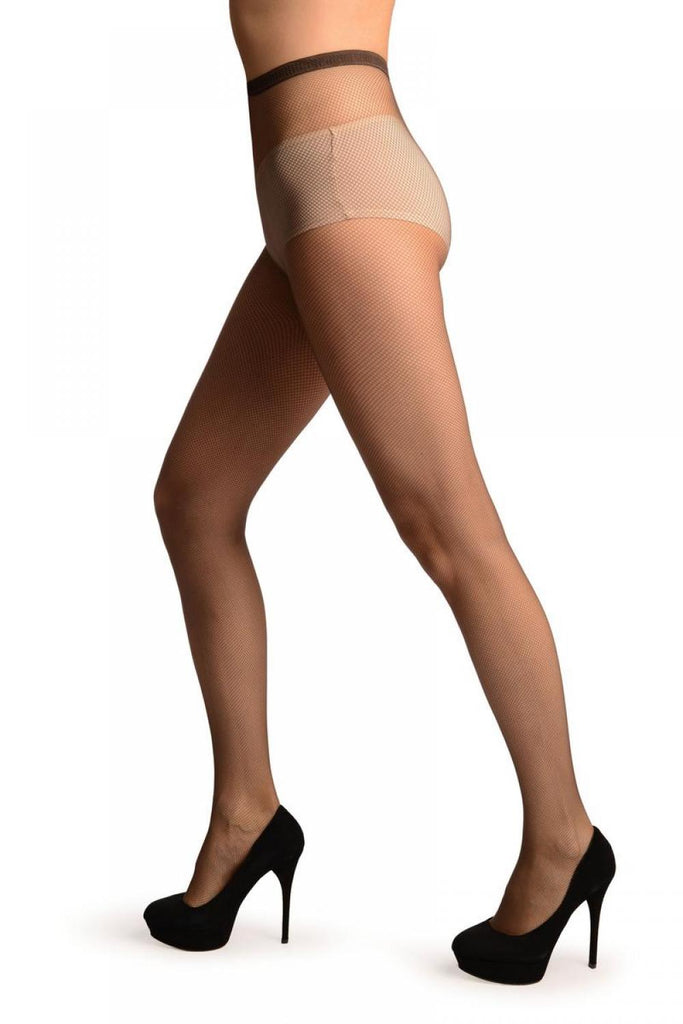 Liss Kiss Very Dark Grey Luxurious Small Mesh Fishnet Tights - Tights