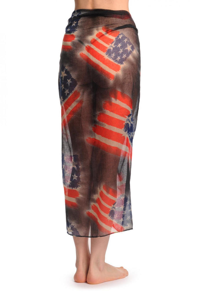 Liss Kiss Vintage American Flag Unisex Scarf & Beach Sarong - Scarf