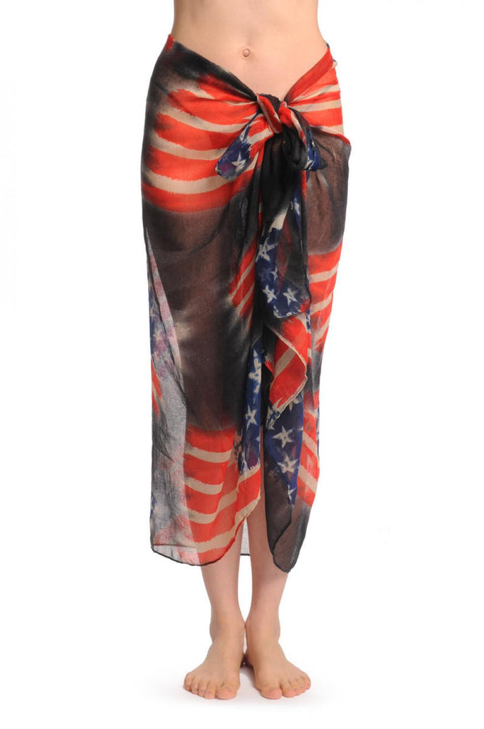 Liss Kiss Vintage American Flag Unisex Scarf & Beach Sarong - Scarf