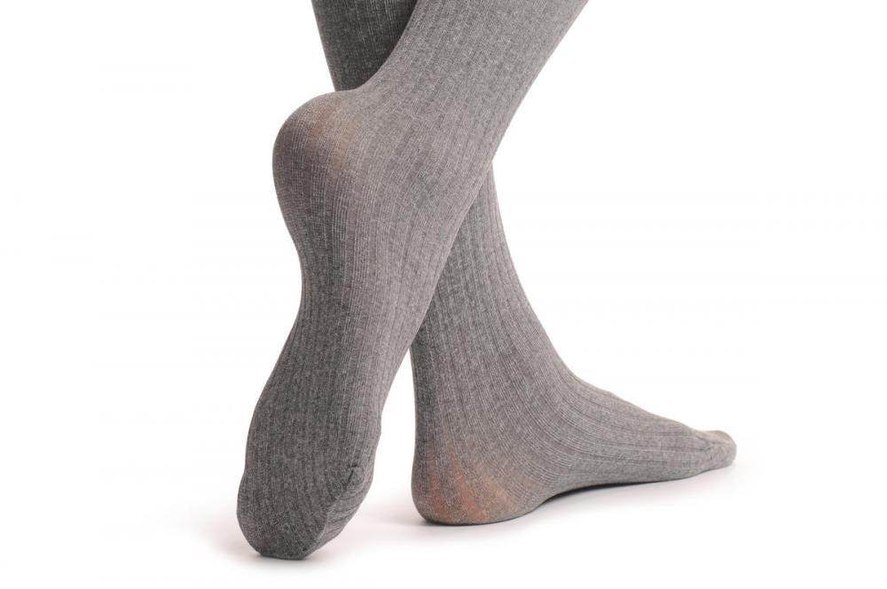 Liss Kiss Warm Striped Grey With Black Velvet Silicon Floral Garter 60 Den - Hold Ups