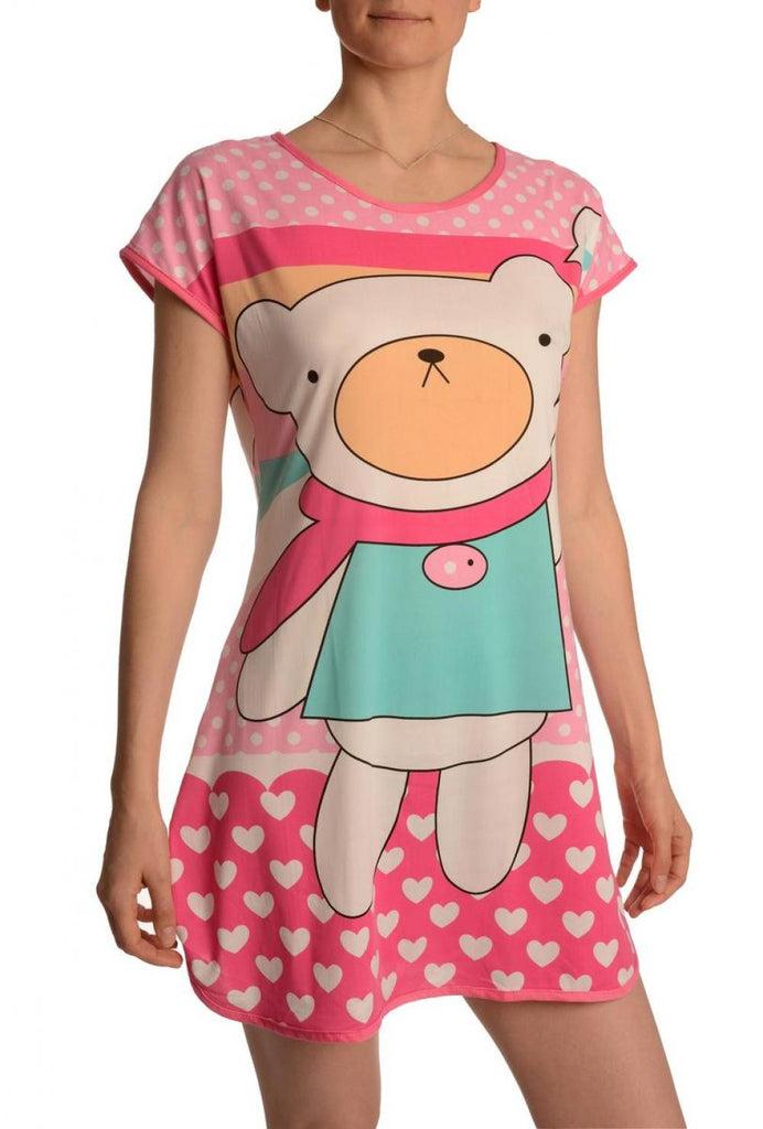 Liss Kiss Waving Bear On Lavender Pink Lightweight Dress - Dress