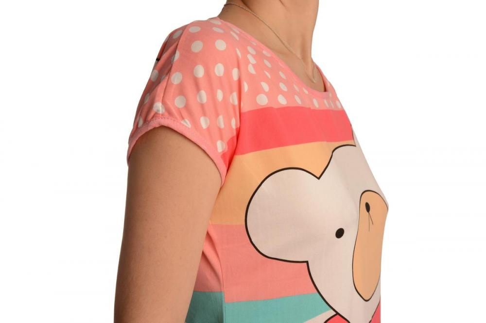 Liss Kiss Waving Bear On Salmon Pink Lightweight Dress - Dress