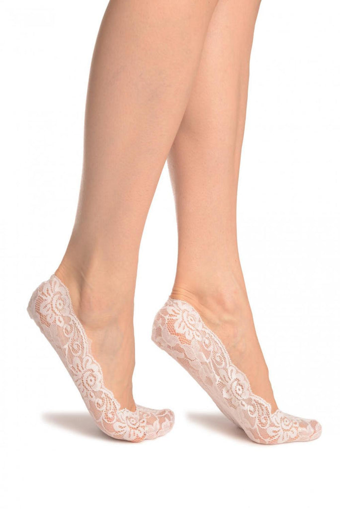 liss kiss White All Over Floral Lace Footies - Footsies Socks
