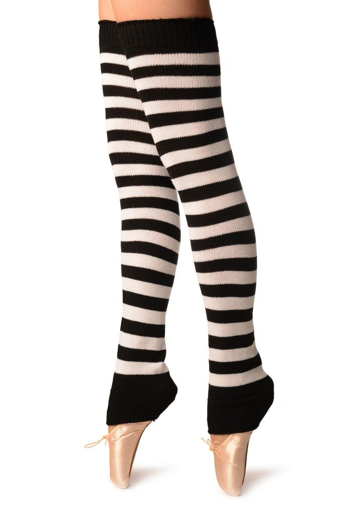 Liss Kiss White & Black Stripes Dance/Ballet Leg Warmers - Leg Warmers