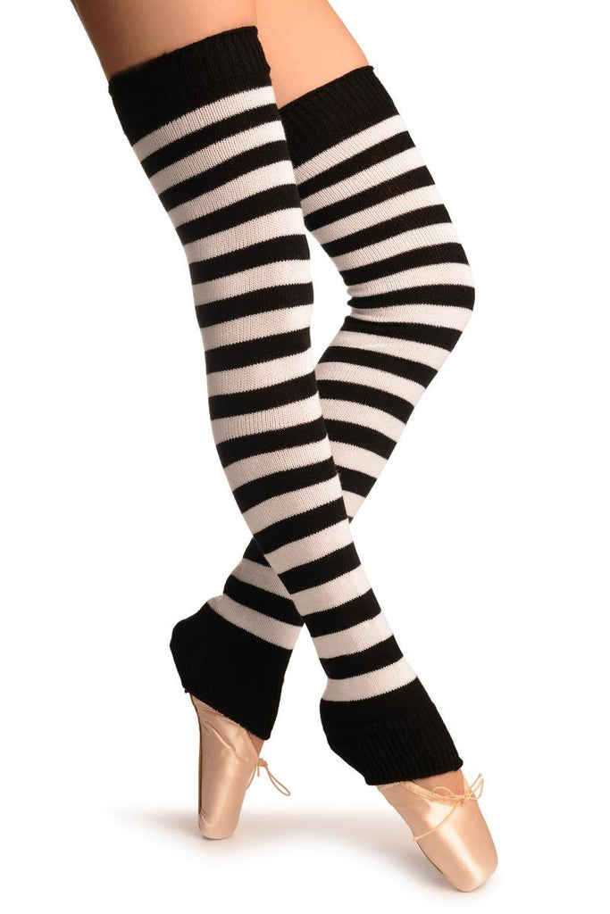 liss kiss White & Black Stripes Dance/Ballet Leg Warmers - Leg Warmers