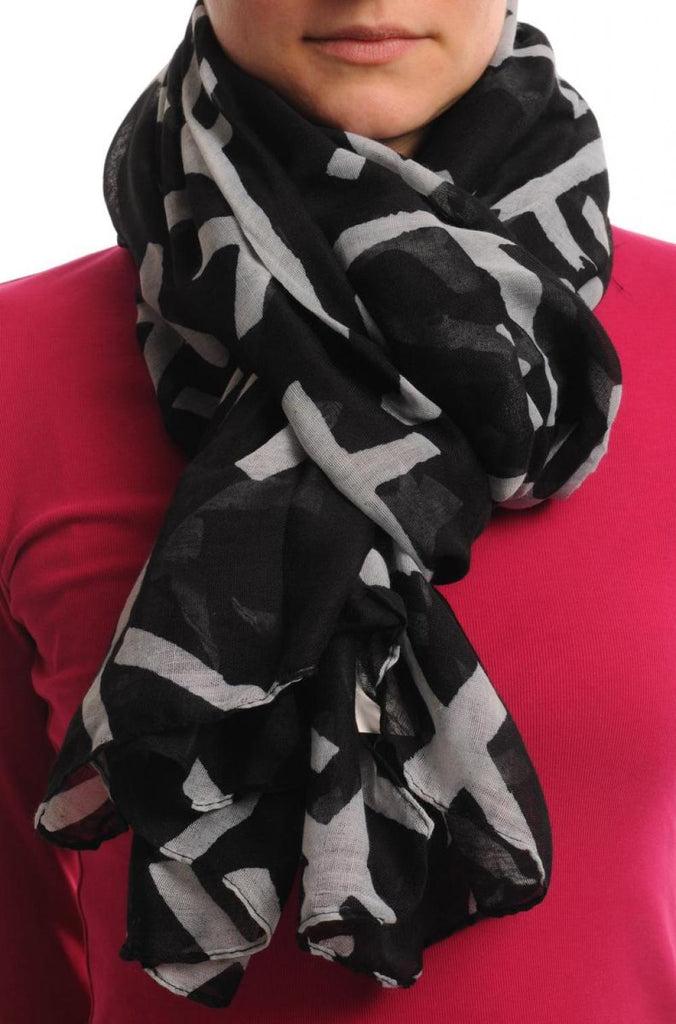 Liss Kiss White Crosses On Black Unisex Scarf & Beach Sarong - Scarf