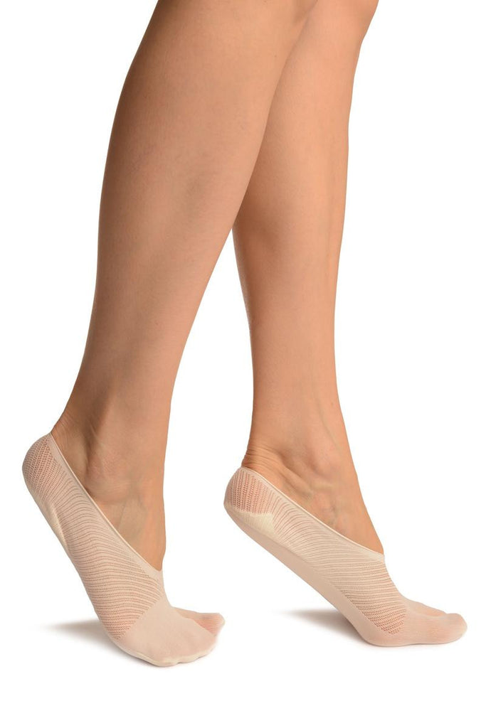 Liss Kiss White Diagonal Stripes Mesh Four & One Separate Toes Footsies - Footsies Socks