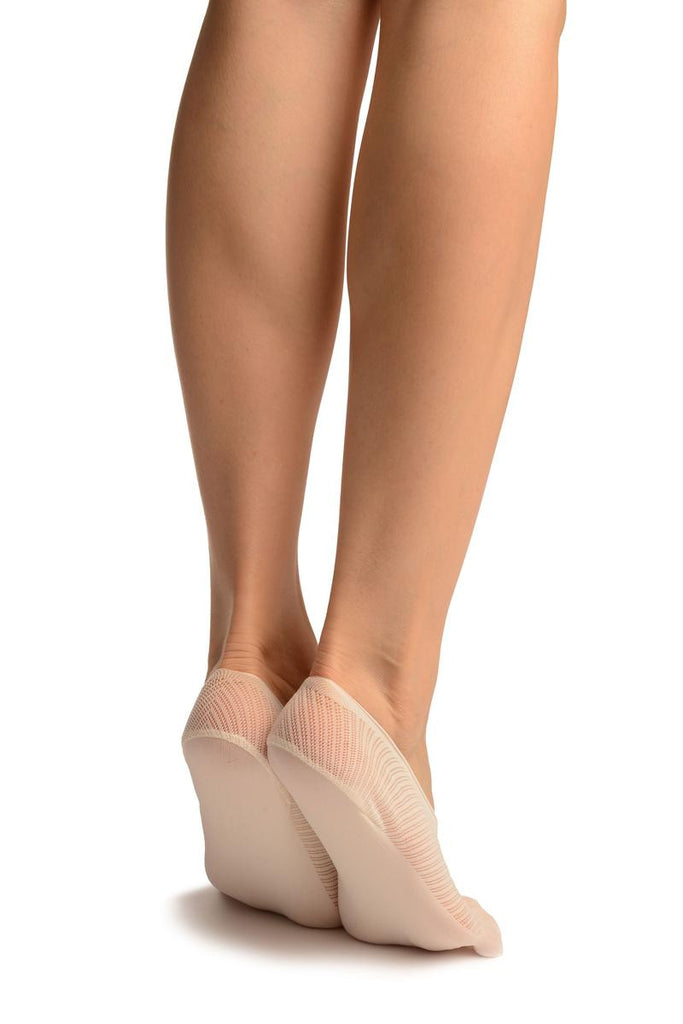 Liss Kiss White Diagonal Stripes Mesh Separate Toes Footsies - Footsies Socks