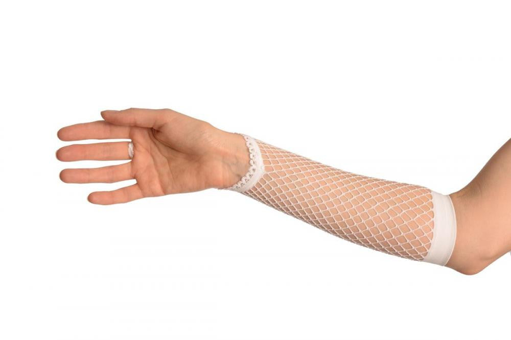 Liss Kiss White Finger Loop Fishnet Party Gloves - Gloves