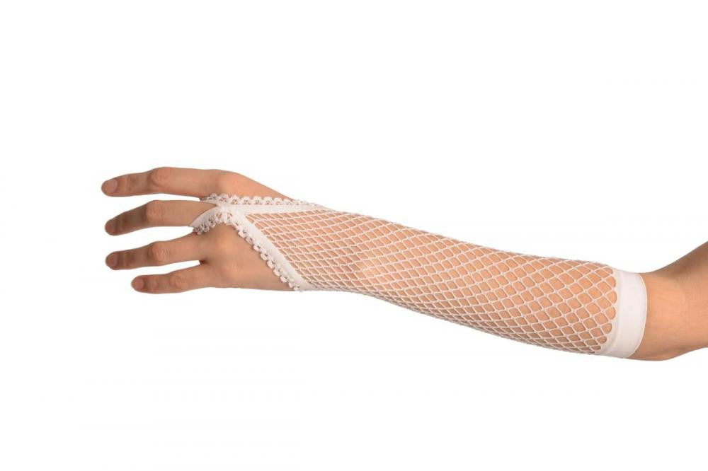 Liss Kiss White Finger Loop Fishnet Party Gloves - Gloves