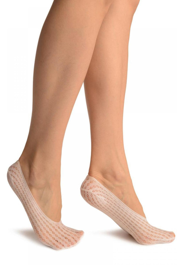 Liss Kiss White Four Petals Stripes Lace Footies - Footsies Socks