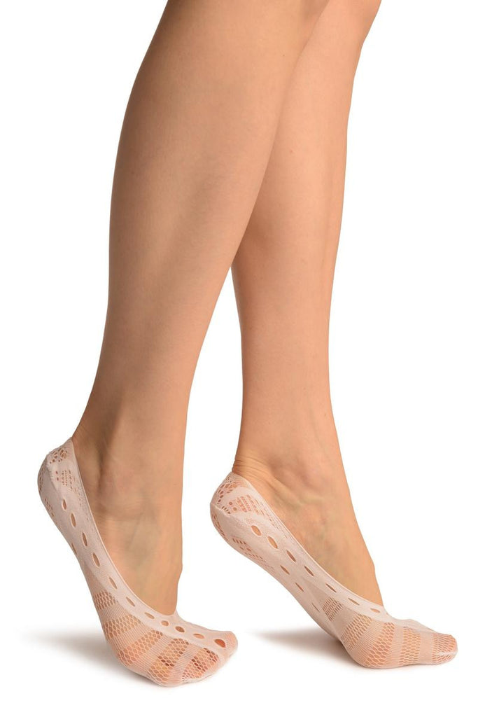 Liss Kiss White French Lace Mix Lace Footies - Footsies Socks