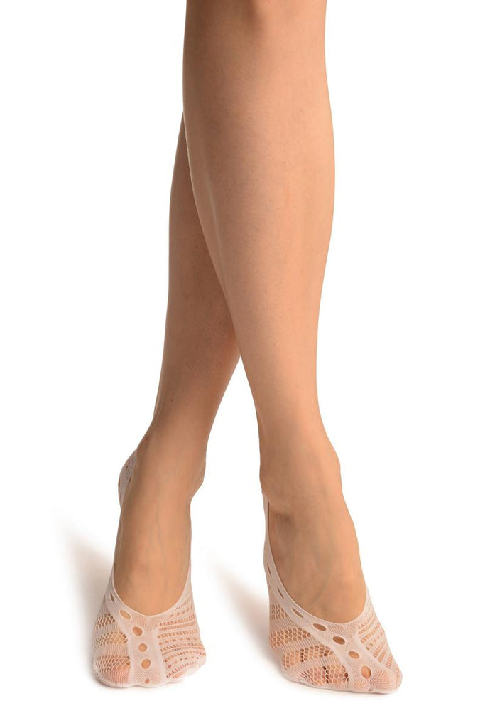 liss kiss White French Lace Mix Lace Footies - Footsies Socks