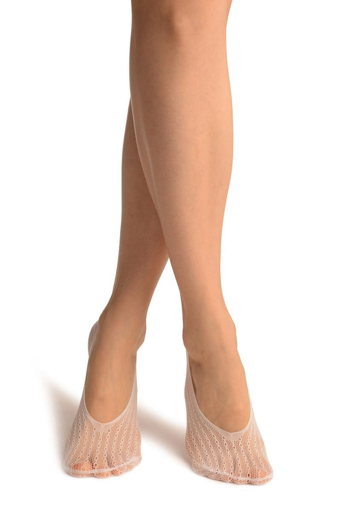 liss kiss White Keyholes Stripes Lace Footies - Footsies Socks