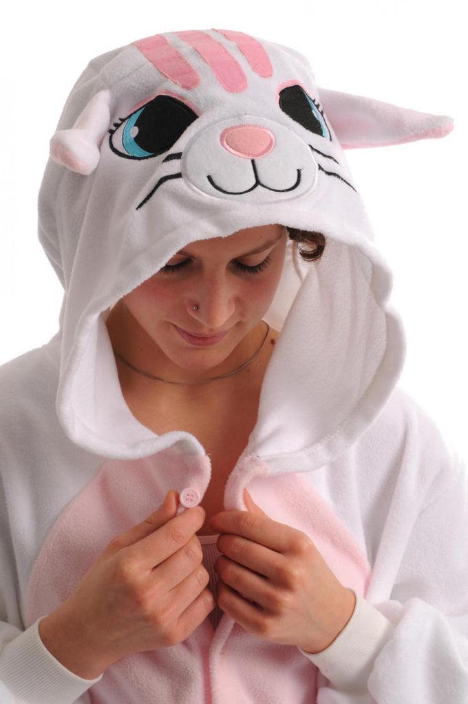 Liss Kiss White Kitty - Unisex Onesies Fun Party Wear For Him Or Her - Jumpsuit