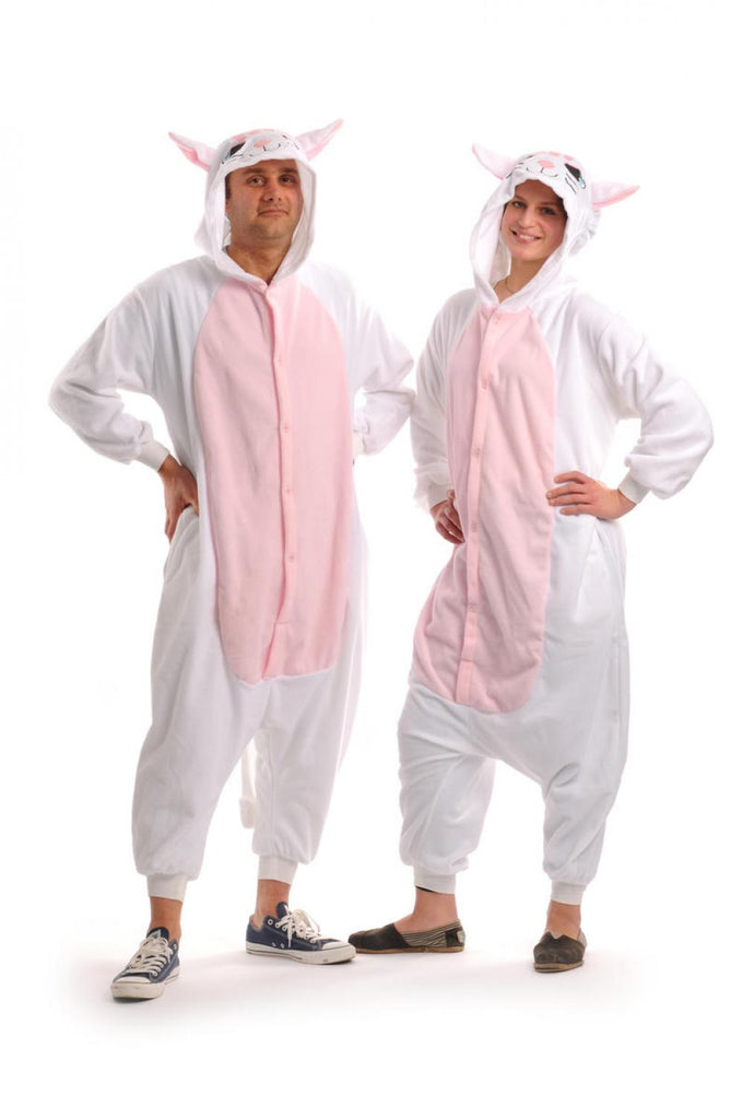 Liss Kiss White Kitty - Unisex Onesies Fun Party Wear For Him Or Her - Jumpsuit