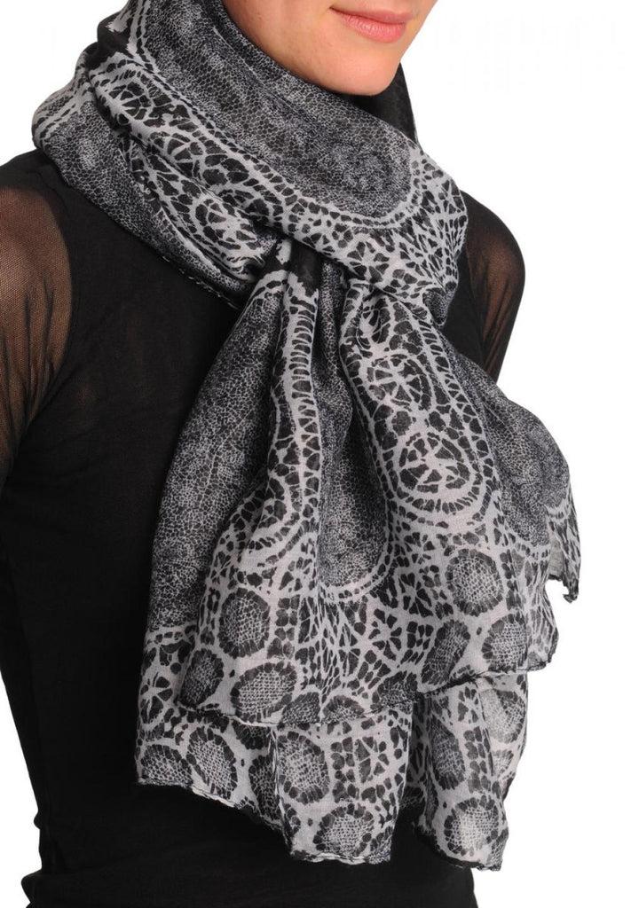 Liss Kiss White Lace On Black Unisex Scarf & Beach Sarong - Scarf