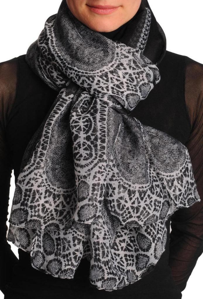 liss kiss White Lace On Black Unisex Scarf & Beach Sarong - Scarf