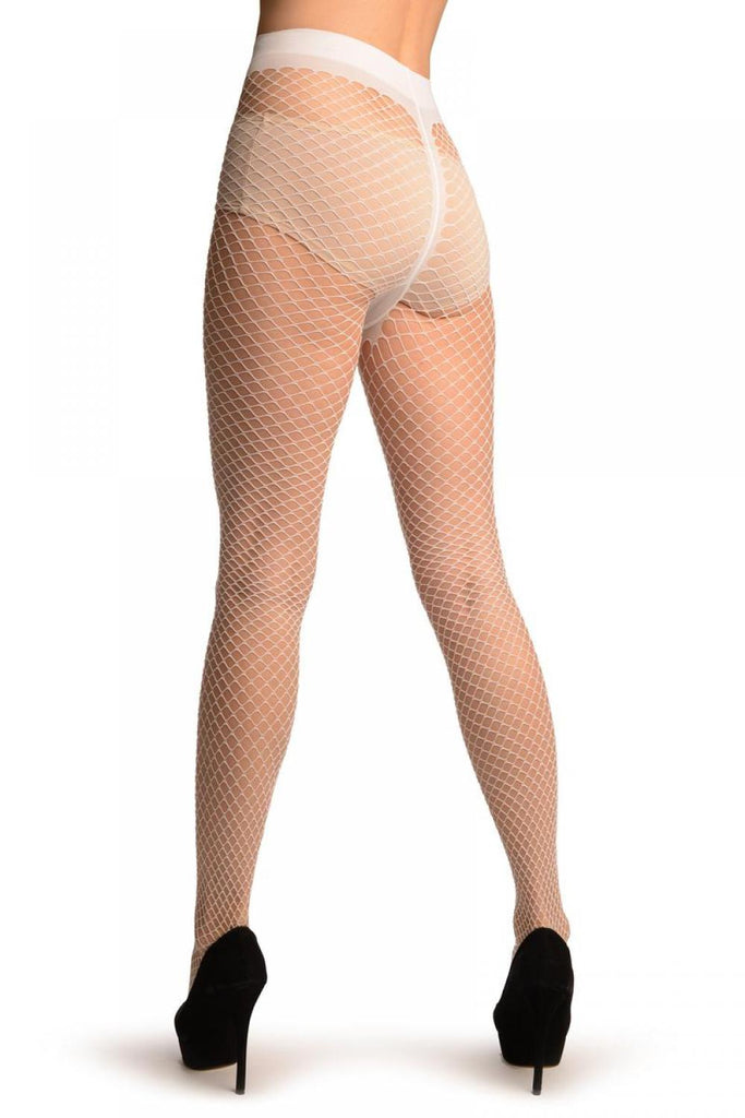 Liss Kiss White Medium Mesh Luxury Fishnet Tights - Tights