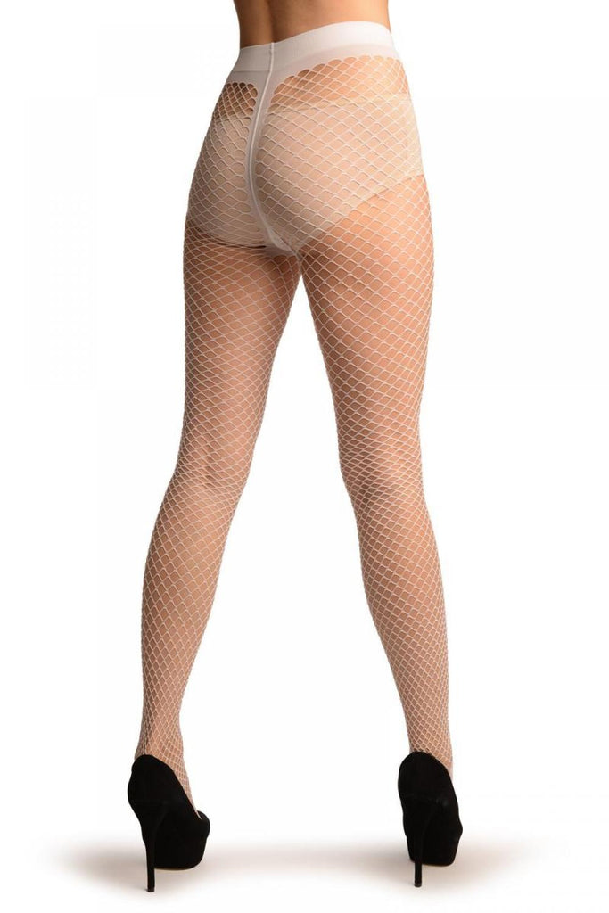Liss Kiss White Medium Mesh Luxury Fishnet Tights - Tights