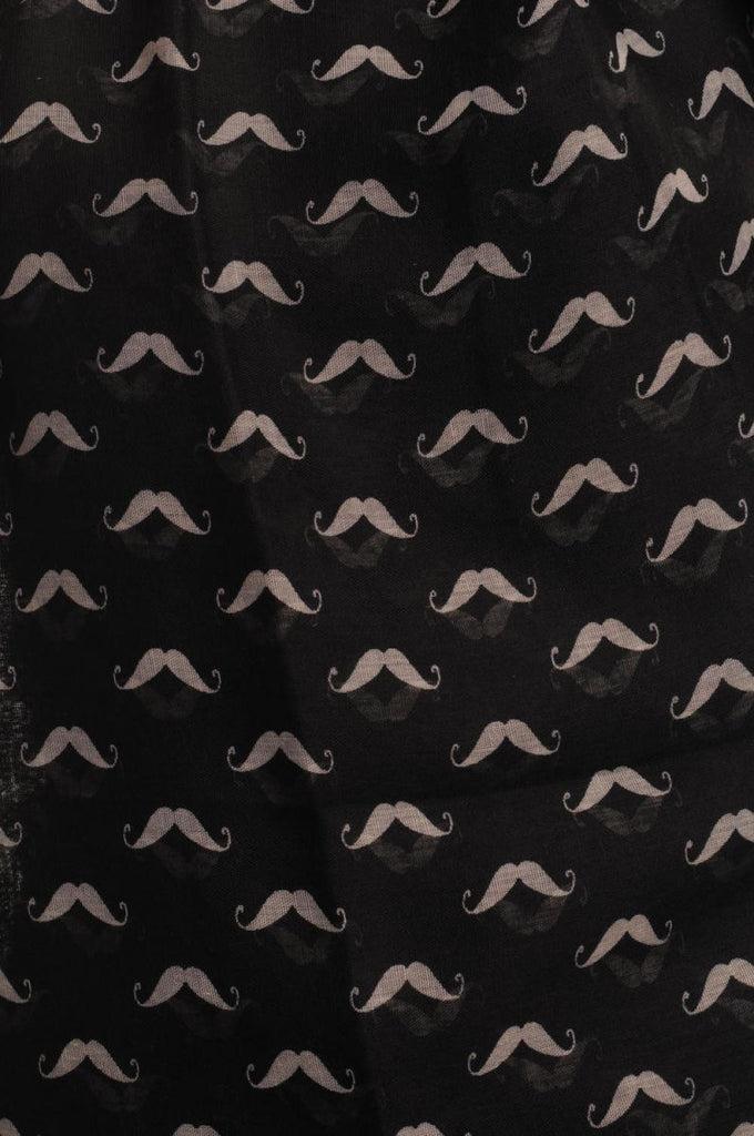 Liss Kiss White Moustaches On Black Unisex Scarf & Beach Sarong - Scarf