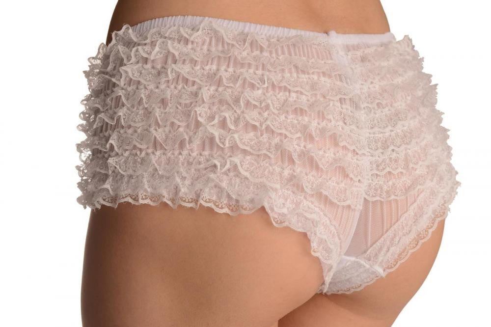 Liss Kiss White Multi Layers Women Frilly Ruffle Lace Panty Shorts - Shorts