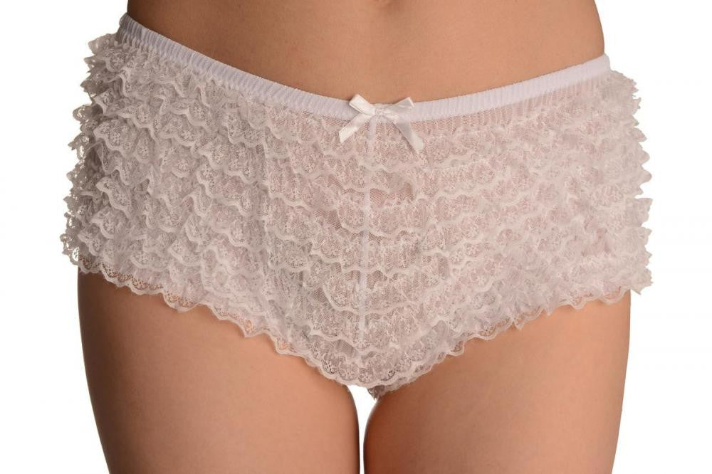 liss kiss White Multi Layers Women Frilly Ruffle Lace Panty Shorts - Shorts