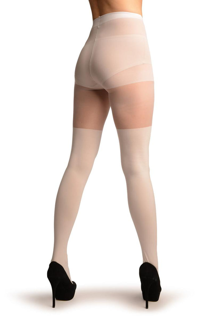 Liss Kiss White Opaque Bunnies Faux Over The Knees - Tights