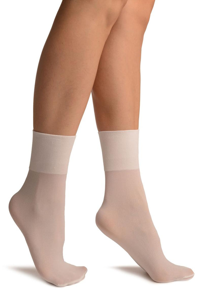 liss kiss White Opaque with Very Wide Top Ankle High Socks - Socks